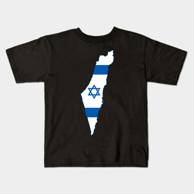 Israel Map Israeli flag Kids T-Shirt by RetroPrideArts